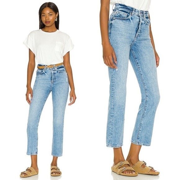 NWT LOVERS + FRIENDS 90s High Waist Straight Leg Distressed Acid Wash Jeans 26 - Picture 1 of 9